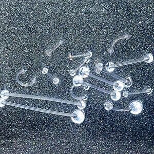 Variety of barbells/hoops clear jewelry
